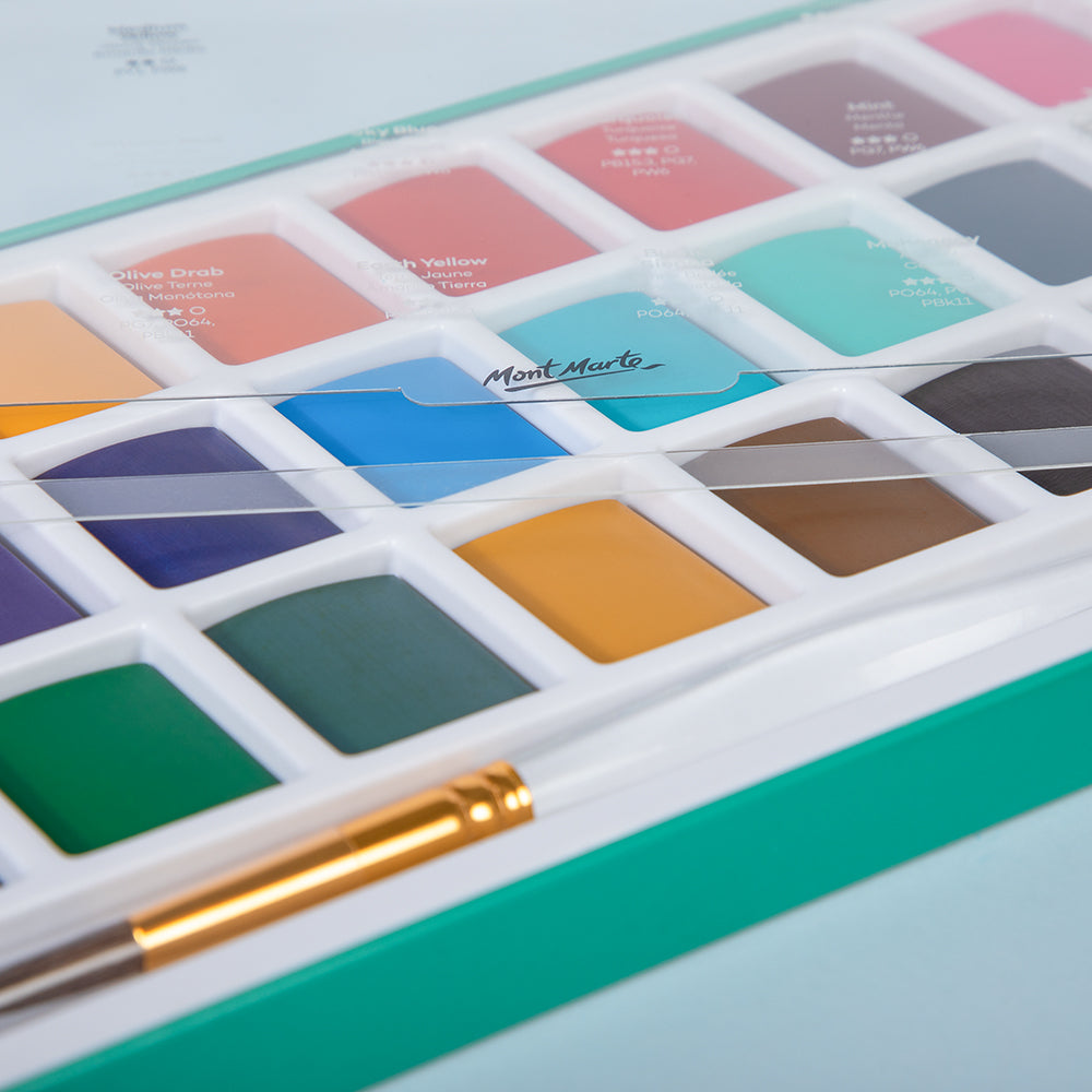 Mont Marte Watercolour Full Pan Set 24pc in Tin