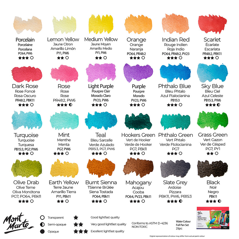 Mont Marte Watercolour Full Pan Set 24pc in Tin