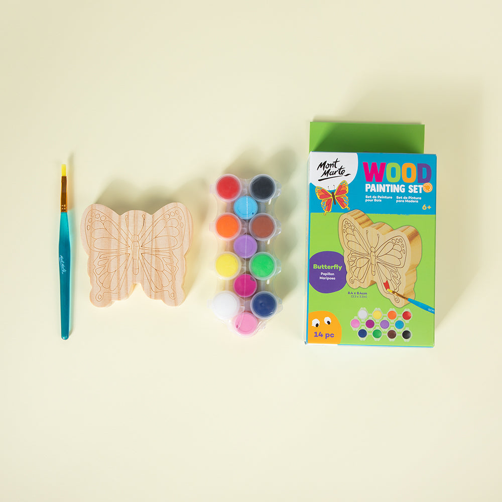 Mont Marte Wood Painting Set 14pc - Butterfly