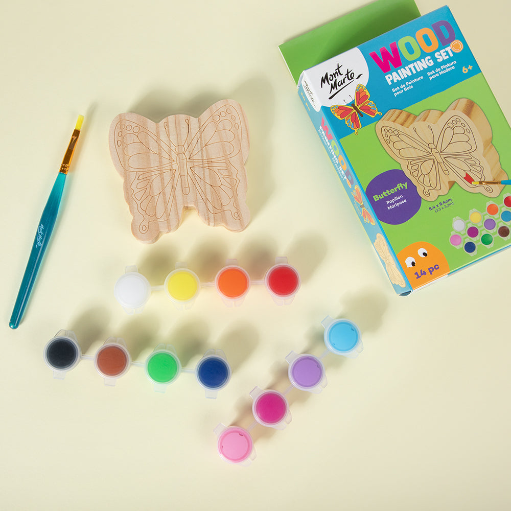 Mont Marte Wood Painting Set 14pc - Butterfly