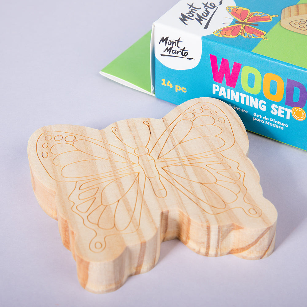 Mont Marte Wood Painting Set 14pc - Butterfly