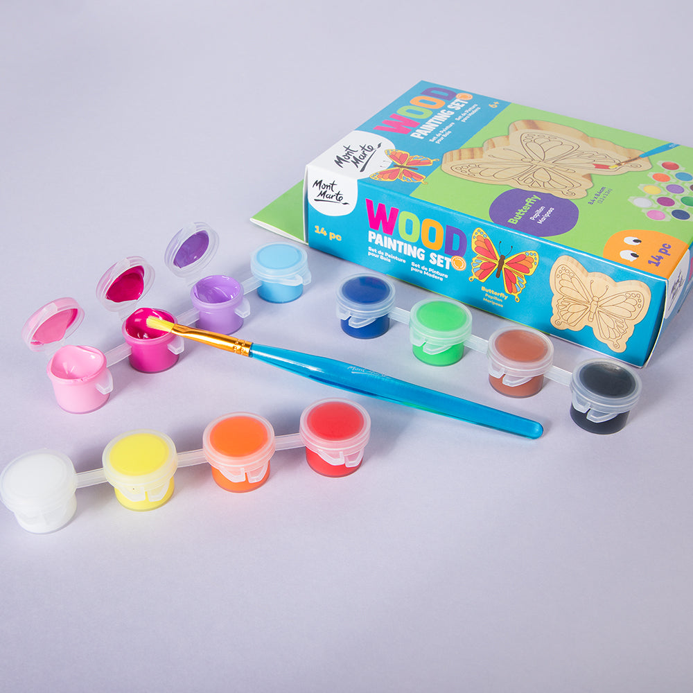 Mont Marte Wood Painting Set 14pc - Butterfly