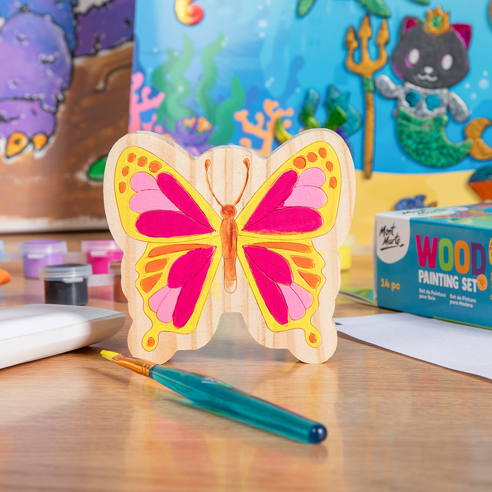 Mont Marte Wood Painting Set 14pc - Butterfly