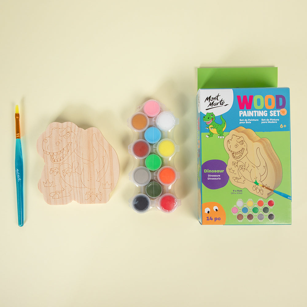Mont Marte Wood Painting Set 14pc - Dinosaur
