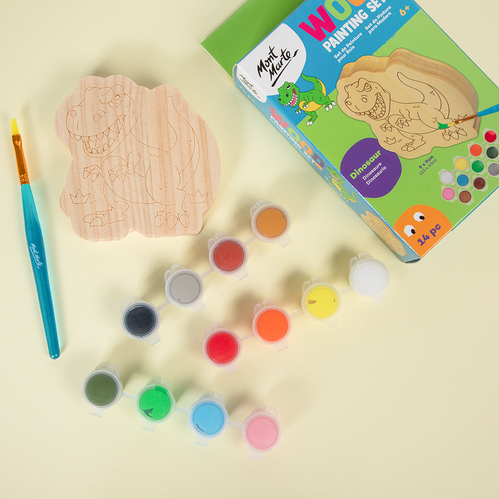 Mont Marte Wood Painting Set 14pc - Dinosaur