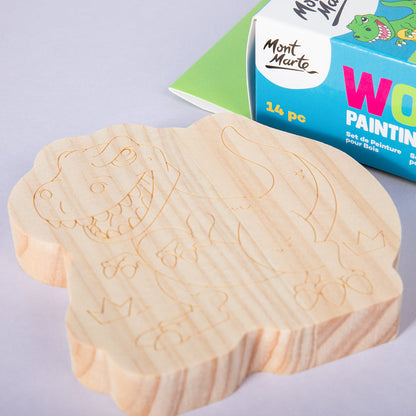 Mont Marte Wood Painting Set 14pc - Dinosaur