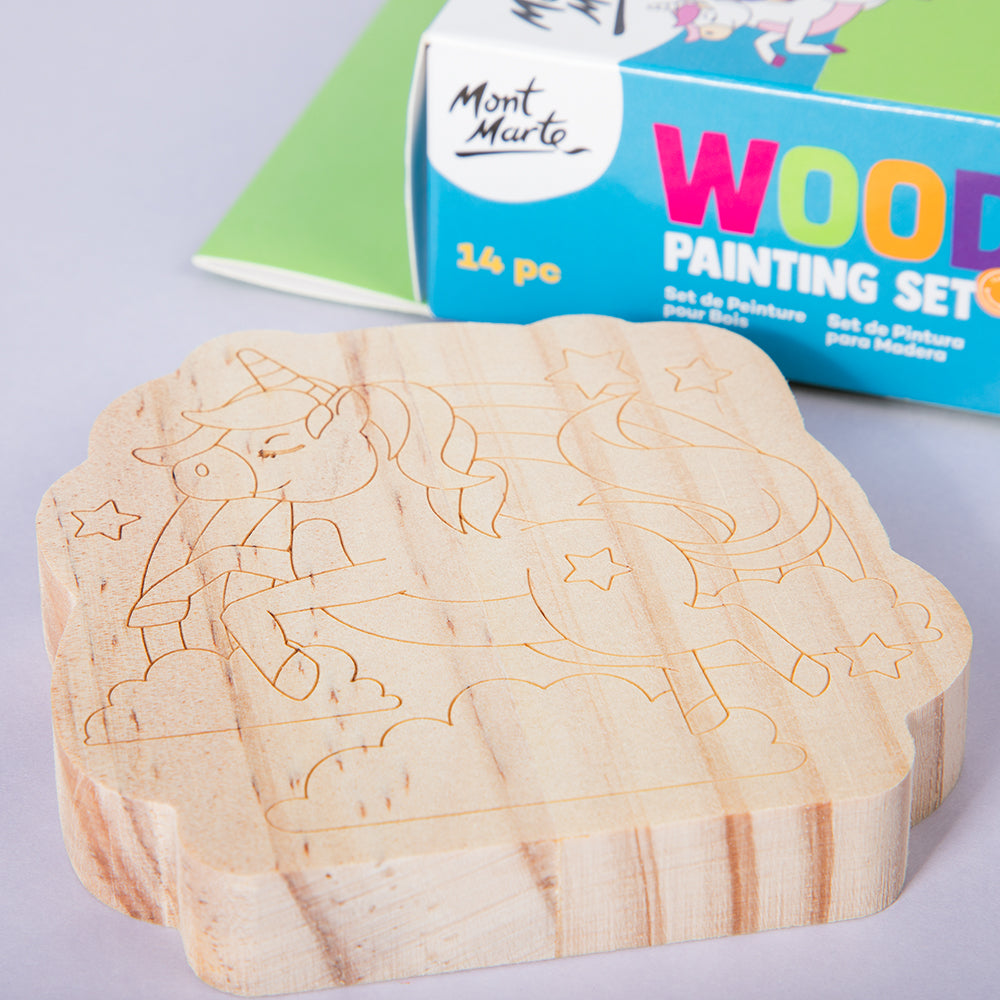 Mont Marte Wood Painting Set 14pc - Unicorn