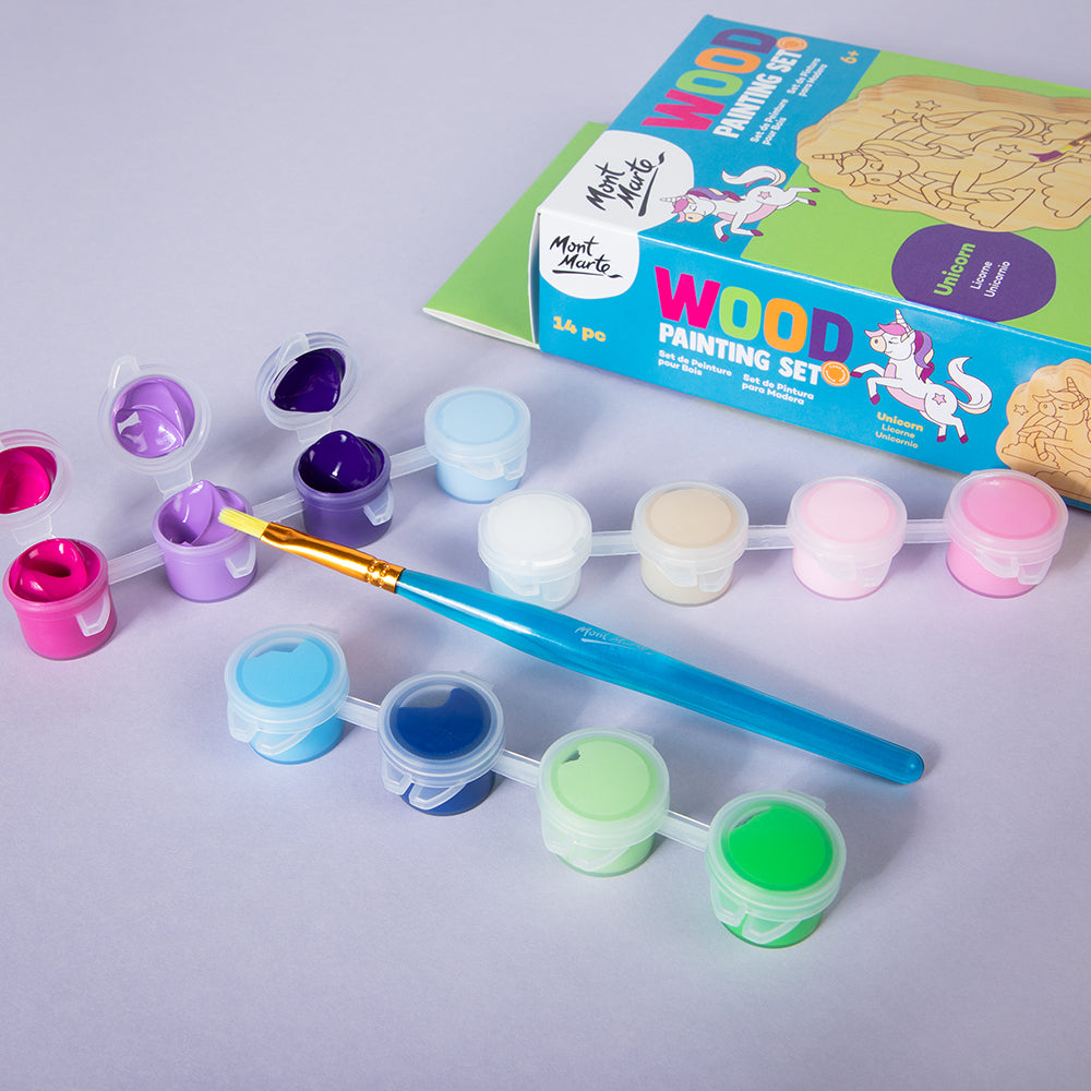 Mont Marte Wood Painting Set 14pc - Unicorn