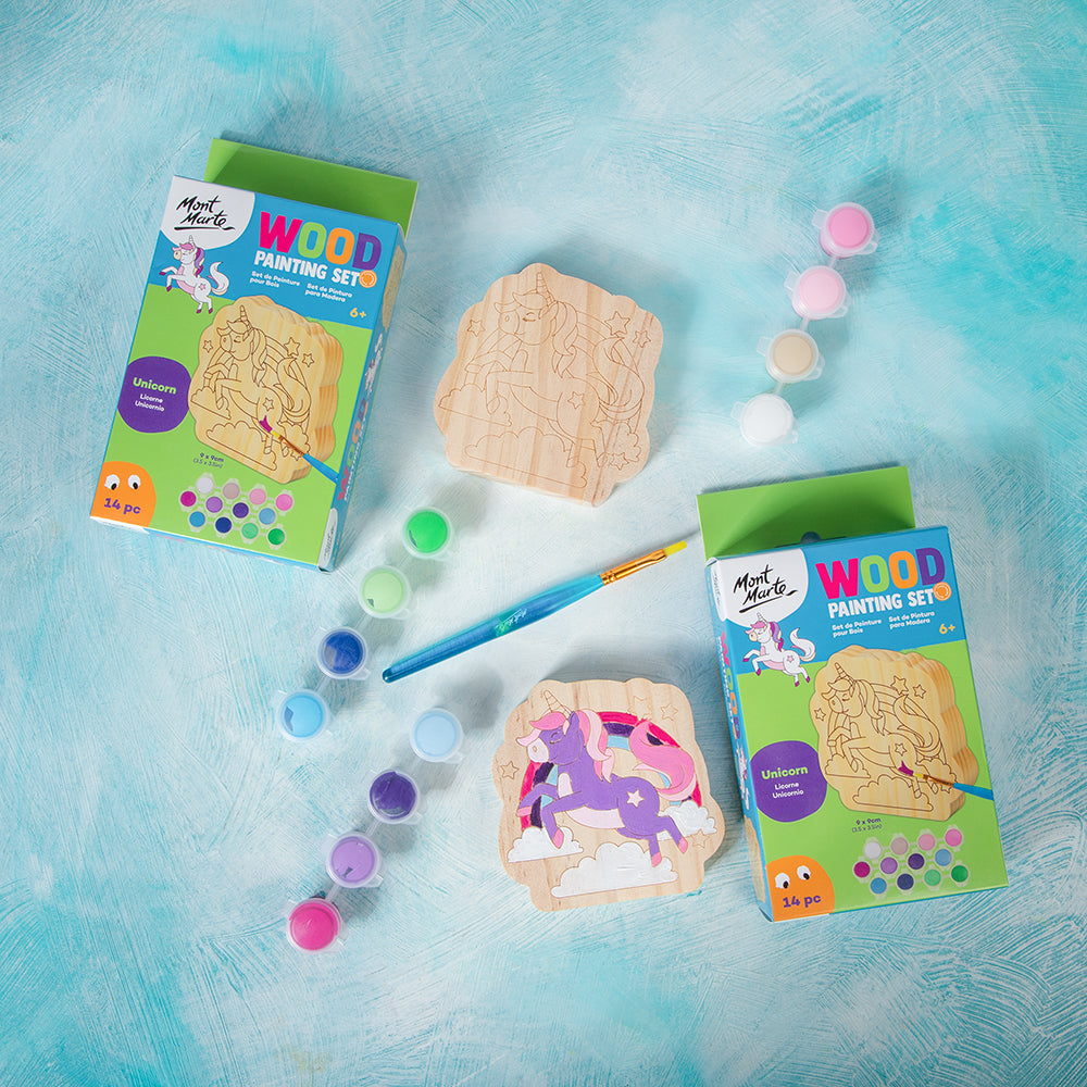 Mont Marte Wood Painting Set 14pc - Unicorn