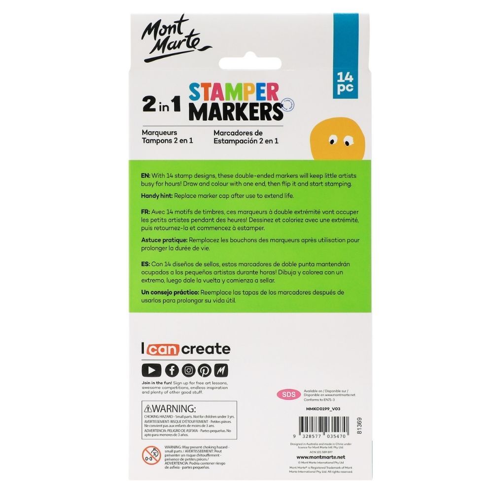 Mont Marte 2 in 1 Stamper Markers 14pce