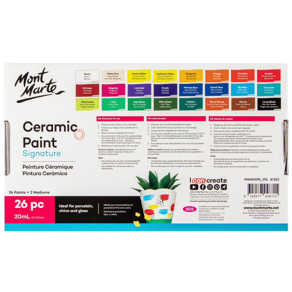 Mont Marte Ceramic Liquid Paint 26pc x 20ml