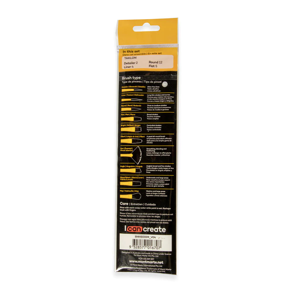 Mont Marte Gallery Series Brush Set Acrylic 4pce No.9