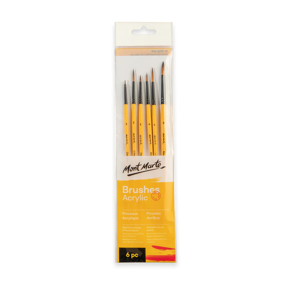 Mont Marte Gallery Series Brush Set Acrylic 6pce No.8 Default Title