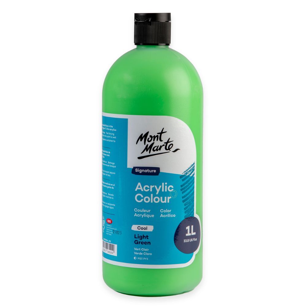 Mont Marte Signature Acrylic Paint 1 litre Squeeze Bottle Cool - Light Green