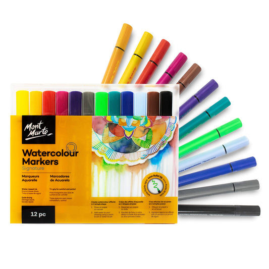 Mont Marte Watercolour Markers 12pc Tri Grip image 1