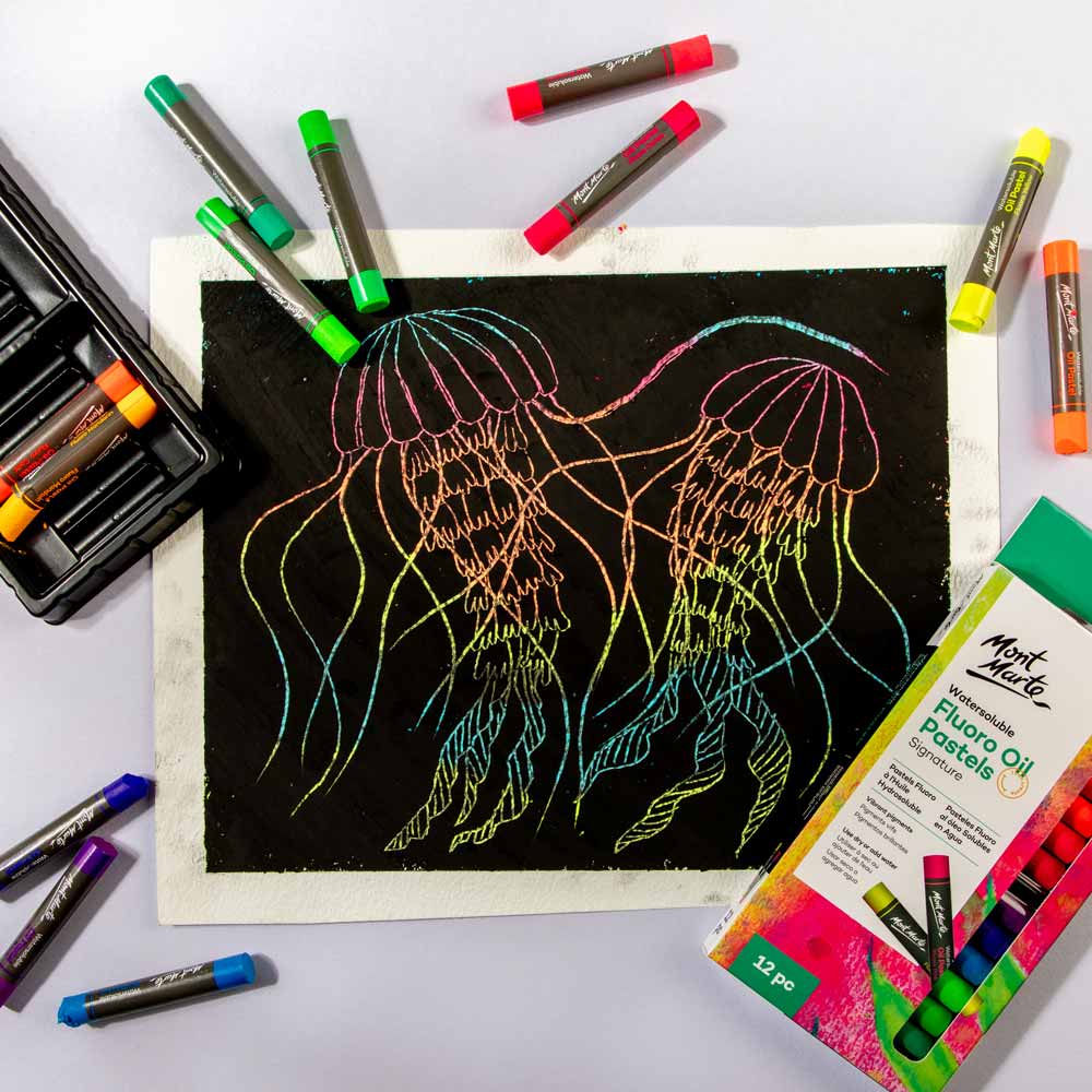 Mont Marte Watersoluble Fluro Oil Pastels 12pc image 7