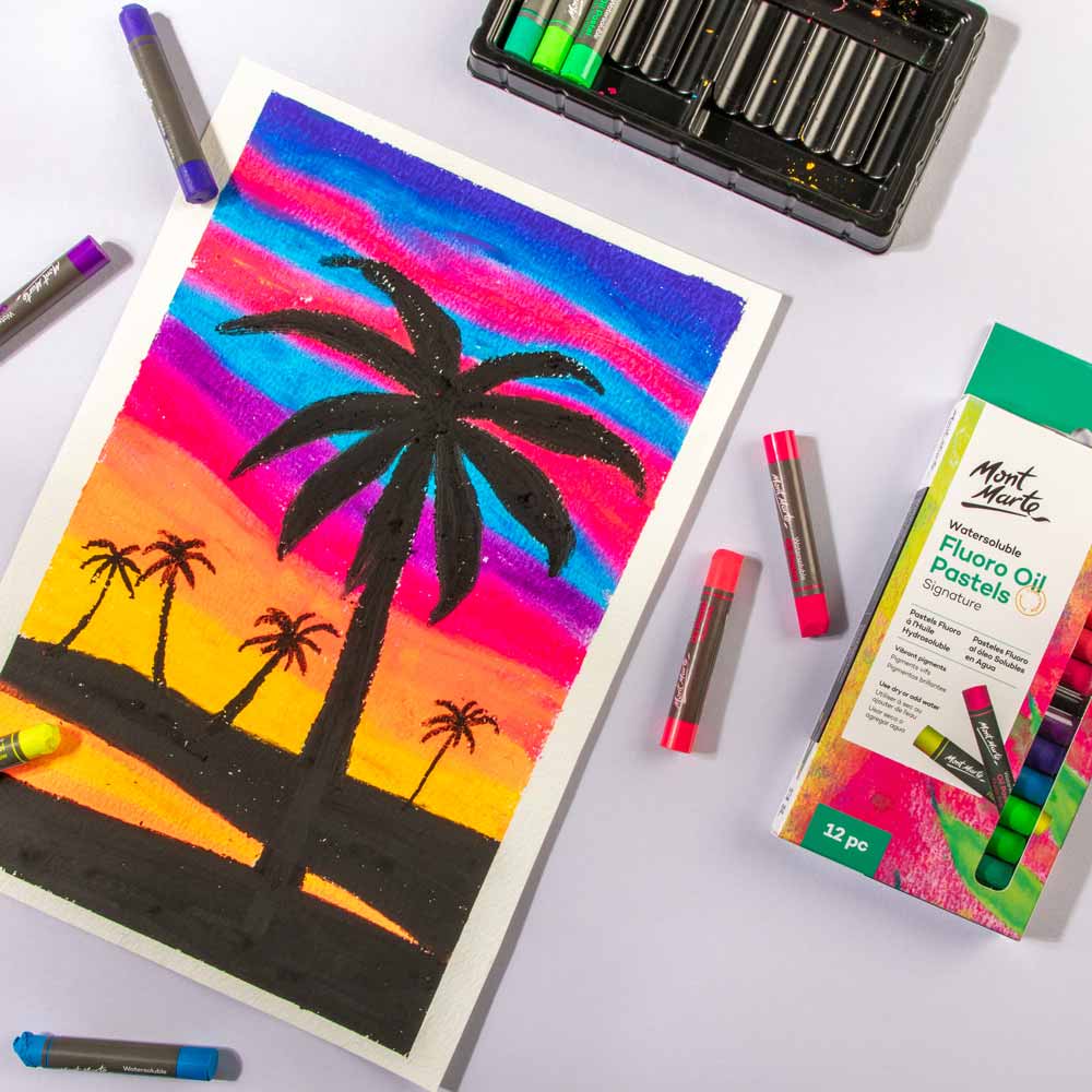 Mont Marte Watersoluble Fluro Oil Pastels 12pc image 8