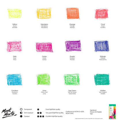 Mont Marte Watersoluble Fluro Oil Pastels 12pc image 9