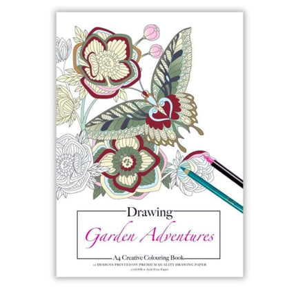 Jasart A4 Drawing Colouring Book - Garden Adventures image 1