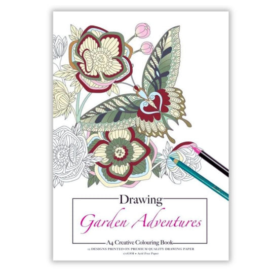 Jasart A4 Drawing Colouring Book - Garden Adventures