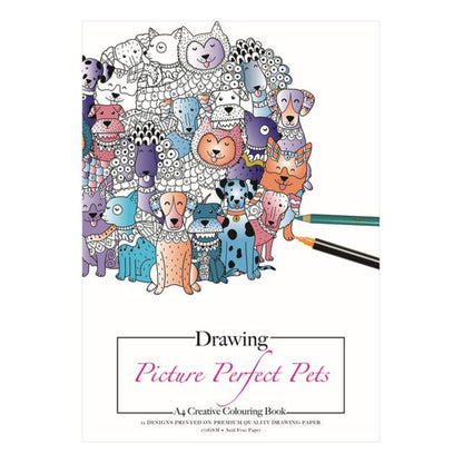 Jasart A4 Drawing Colouring Book - Picture Perfect Pets image 1