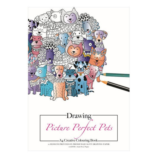 Jasart A4 Drawing Colouring Book - Picture Perfect Pets