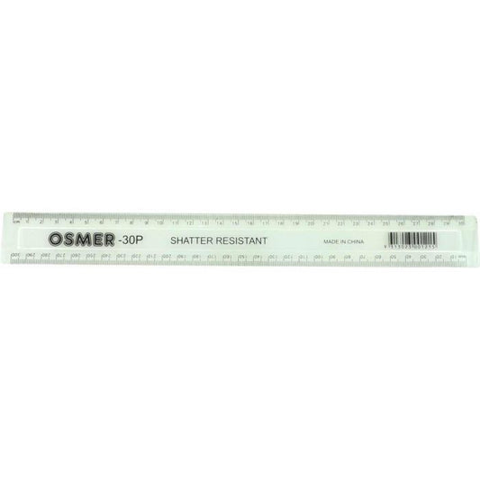 Osmer Shatterproof Clear 30cm Ruler Default Title