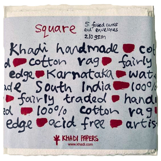 Khadi White Folded Card and Envelopes 15x15cm Pkt of 5