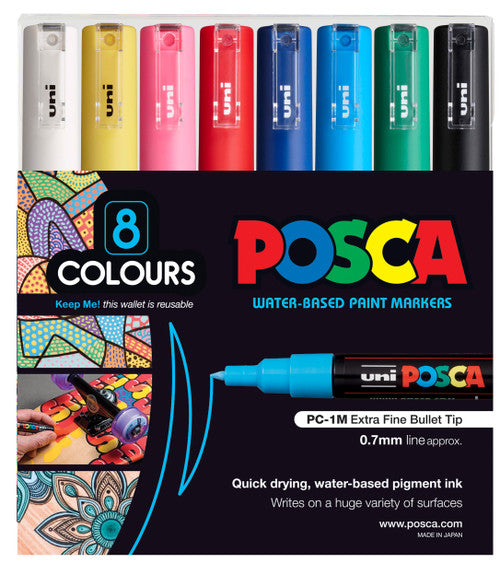 Posca PC-1M Extra Fine Paint Marker Set of 8 Assorted