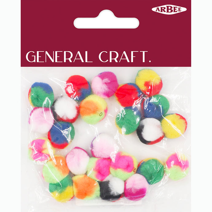Arbee Pom Poms 20mm Threadable Assorted Pkt 25 Default Title