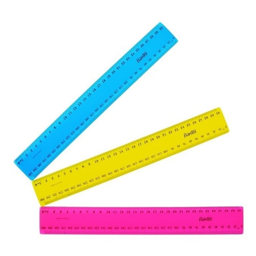 Bantex Plastic Ruler 30cm - Assorted Fluoro