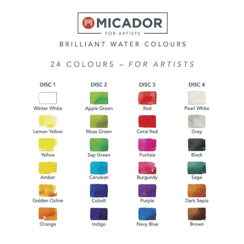Micador for Artists Brilliant Watercolour Disc Set