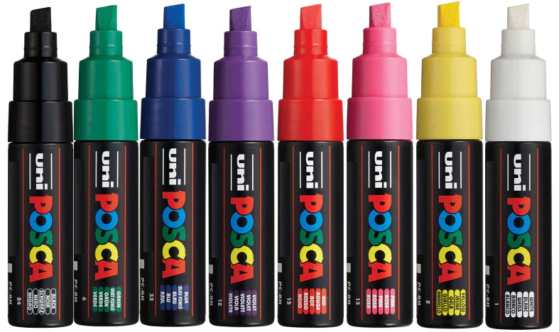 Posca Broad Chisel Paint Marker Set of 8 Assorted