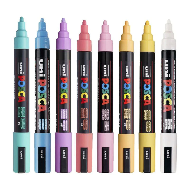 Uni Posca Paint Marker PC-5M Medium Bullet Soft Colors Set of 8