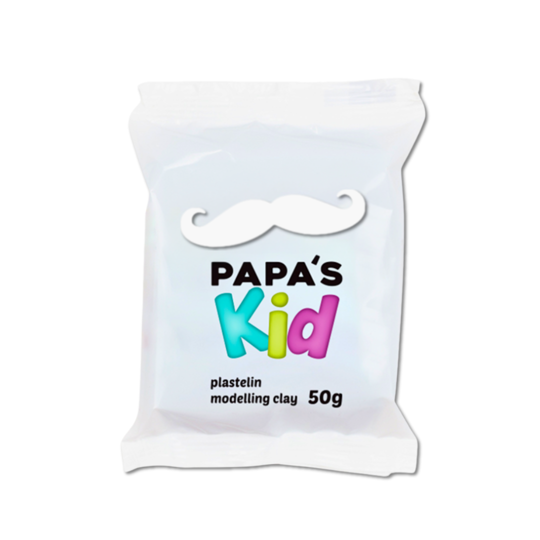 Papas Kid Plasticine Modelling Clay 50gm White