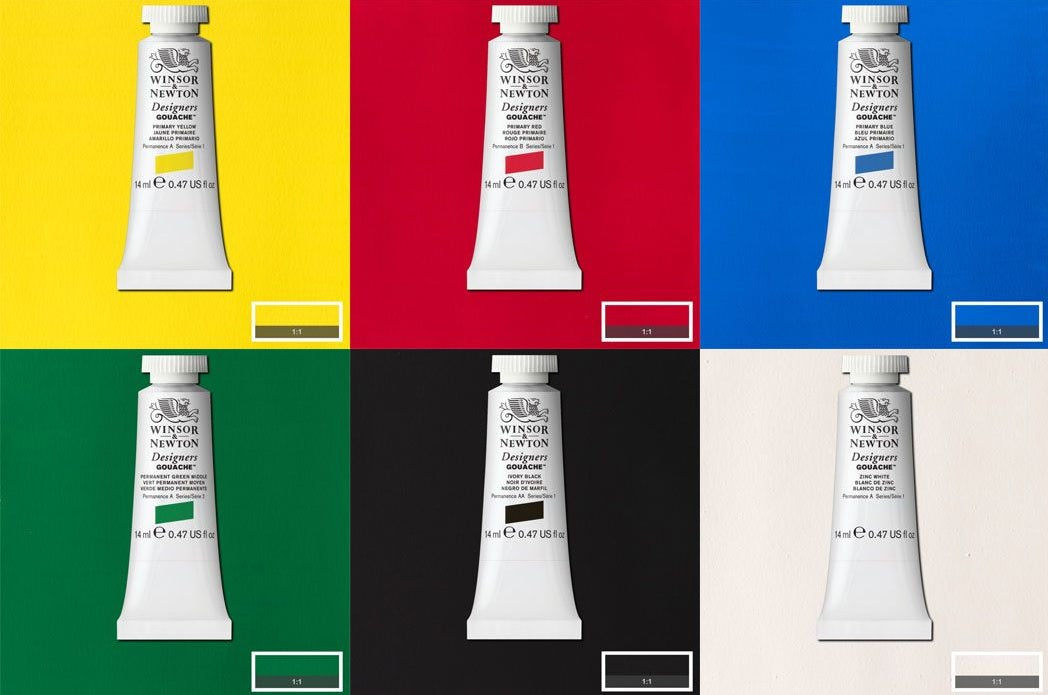 Winsor and Newton Designers Gouache - Primary Set of 6
