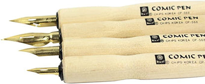 Wooden Penholder Set - 4 Holders 8 Nibs