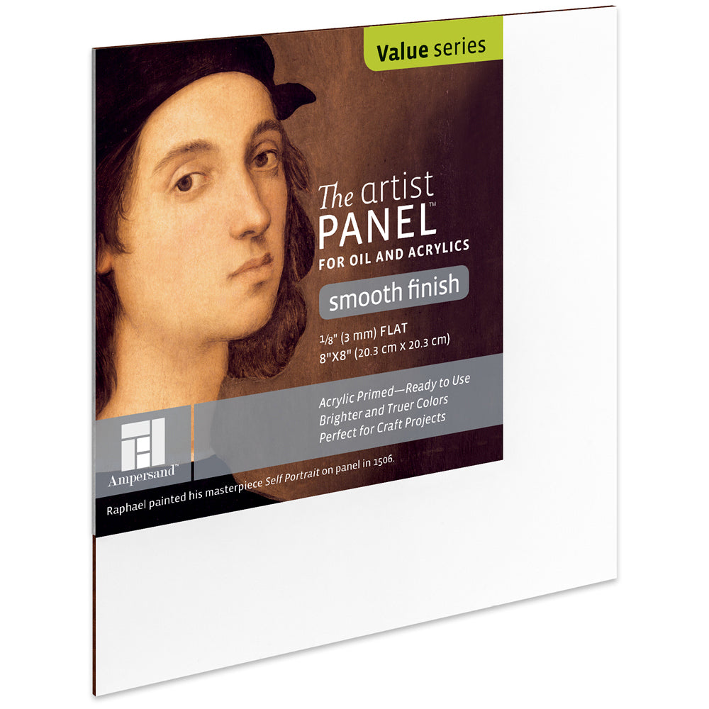 Ampersand Primed Smooth Panel 8x8in - 20.32cm x 20.32cm