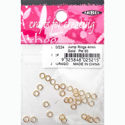 Arbee Jump Rings 4mm Gold Pkt 30 image 2