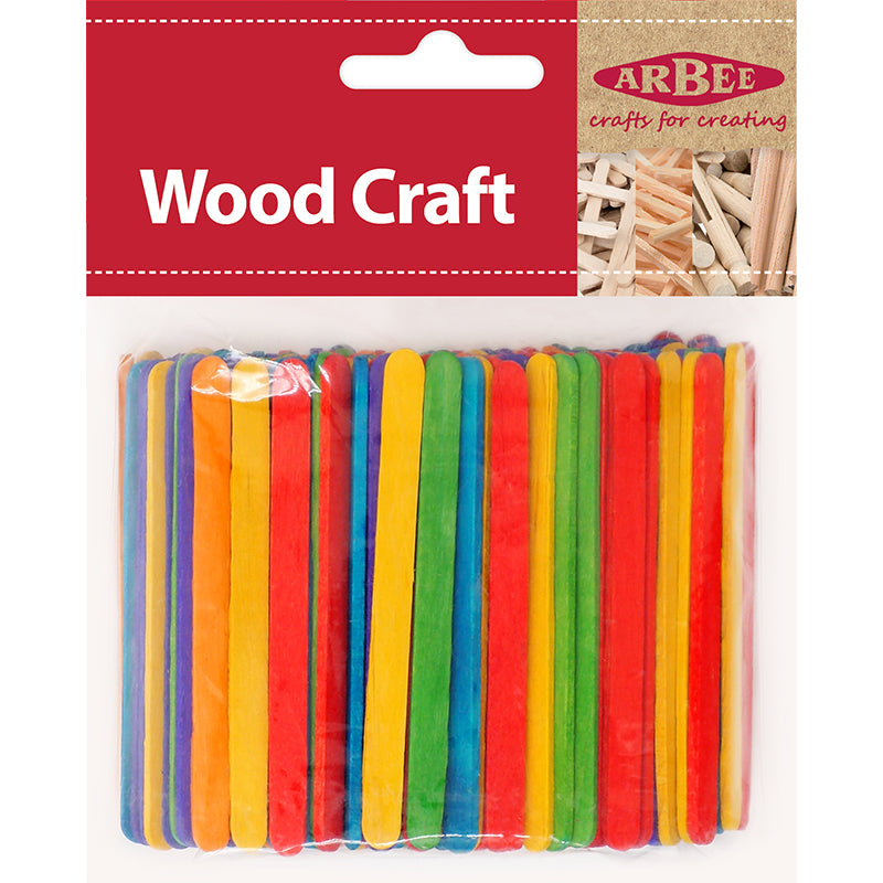 Arbee Mini Craft Sticks Coloured Pkt 200