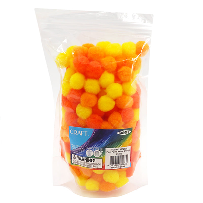 Arbee Pom Poms Yellow + Orange 250pc image 4