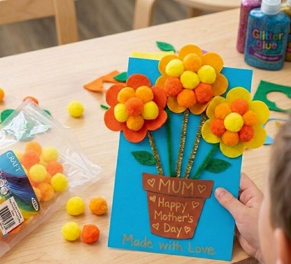 Arbee Pom Poms Yellow + Orange 250pc image 3