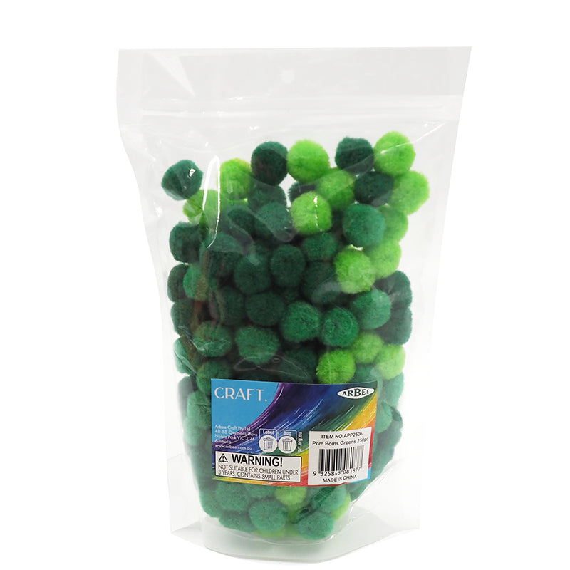 Arbee Pom Poms Greens 250pc image 3