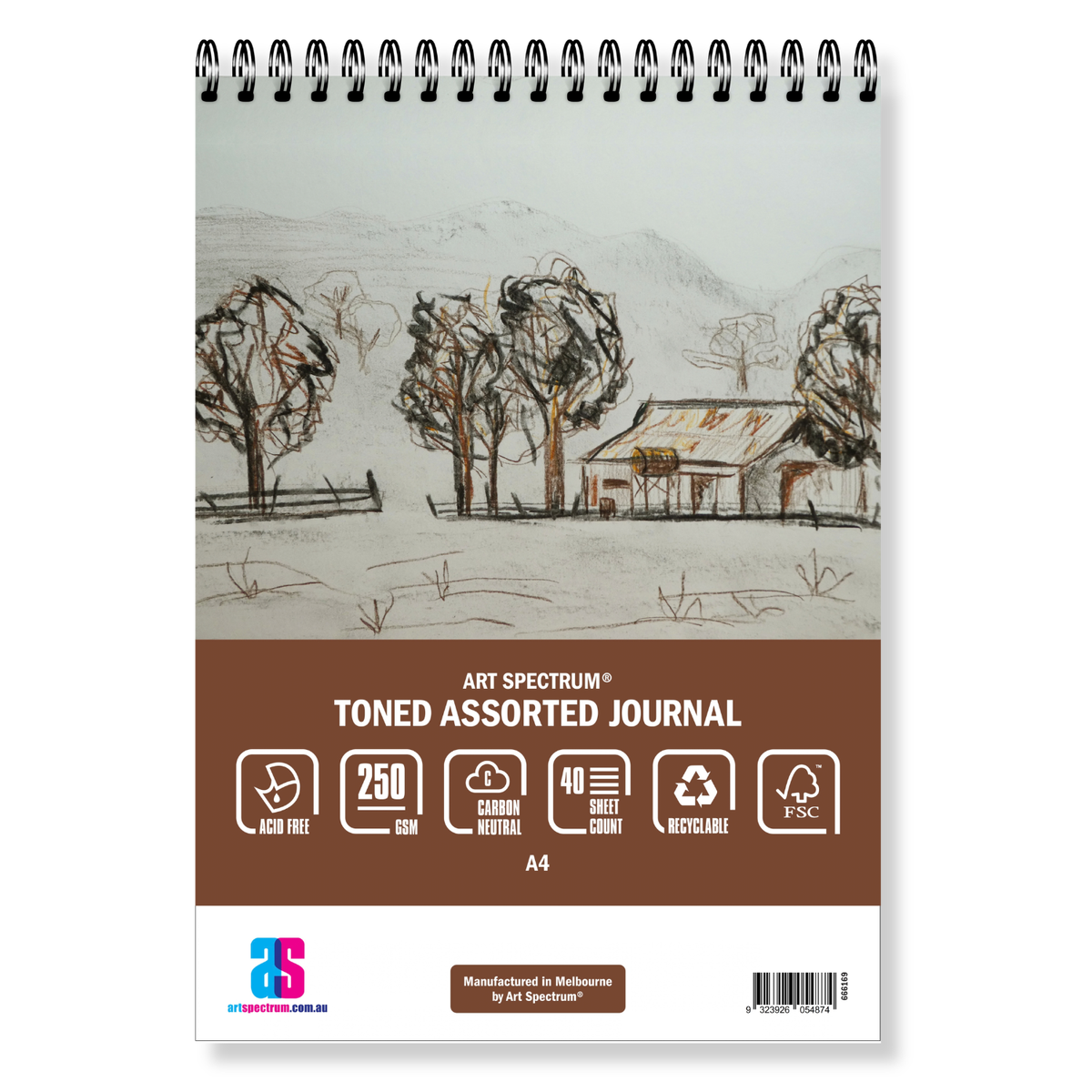 Art Spectrum Spiral Toned Paper Journal Assorted 250gsm 40 Sheets A4