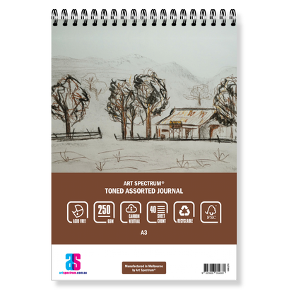 Art Spectrum Spiral Toned Paper Journal Assorted 250gsm 40 Sheets A3