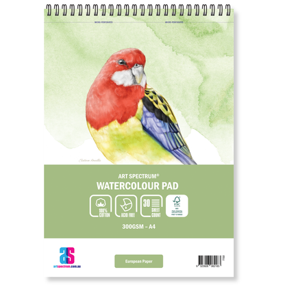 Art Spectrum 100% Cotton Watercolour Perforated Spiral Pad 300gsm 30 Sheets A4+