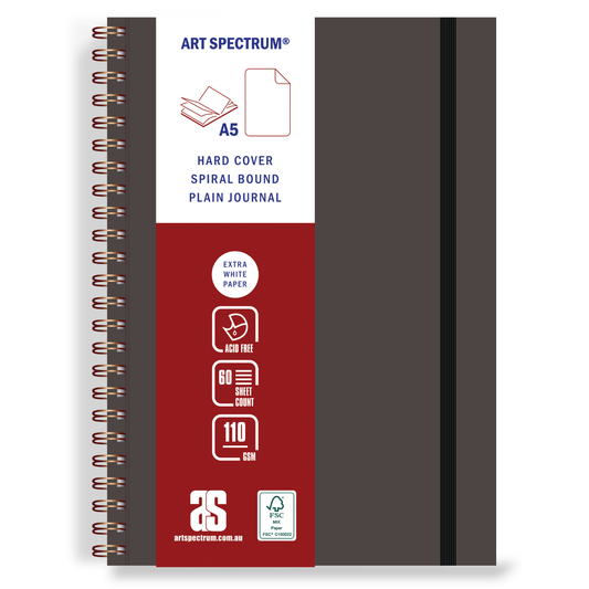 Art Spectrum Executive Faux Leather Spiral Drawing Journal Chocolate Brown 110gsm 60 Sheets A5