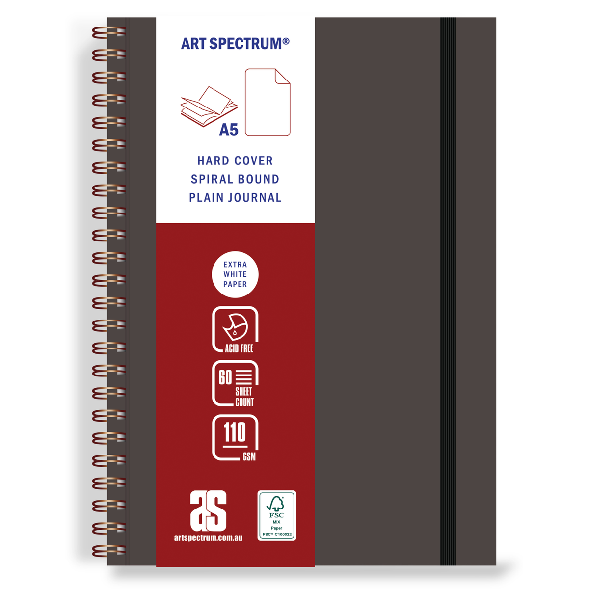 Art Spectrum Executive Faux Leather Spiral Drawing Journal Chocolate Brown 110gsm 60 Sheets A5