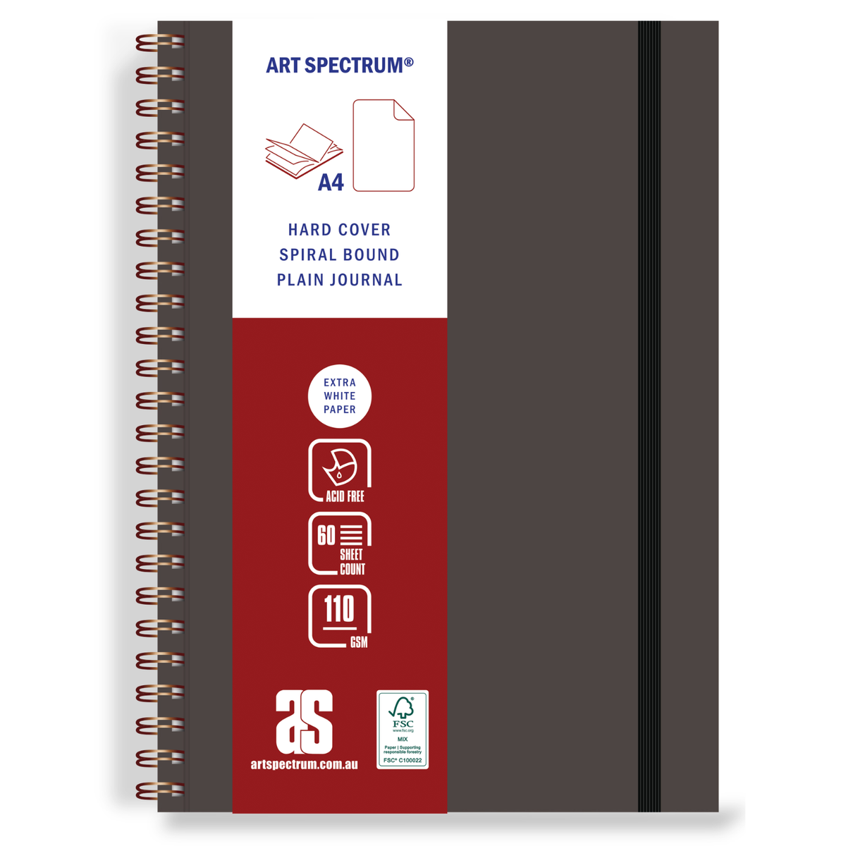 Art Spectrum Executive Faux Leather Spiral Drawing Journal Chocolate Brown 110gsm 60 Sheets A4