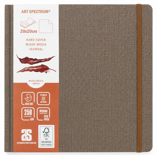 Art Spectrum Tan Linen Hard Cover Mixed Media Journal 20 x 20cm 250gsm 48 Pages Default Title